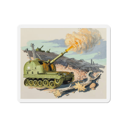 Firing Tank, story illustration, 1959 (Magazine Illustration) Refrigerator Magnet-2" x 2"-The Sticker Space