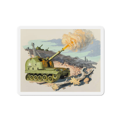 Firing Tank, story illustration, 1959 (Magazine Illustration) Refrigerator Magnet-4" x 4"-The Sticker Space