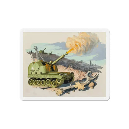 Firing Tank, story illustration, 1959 (Magazine Illustration) Refrigerator Magnet 6 Inch Die-Cut - The Sticker Space