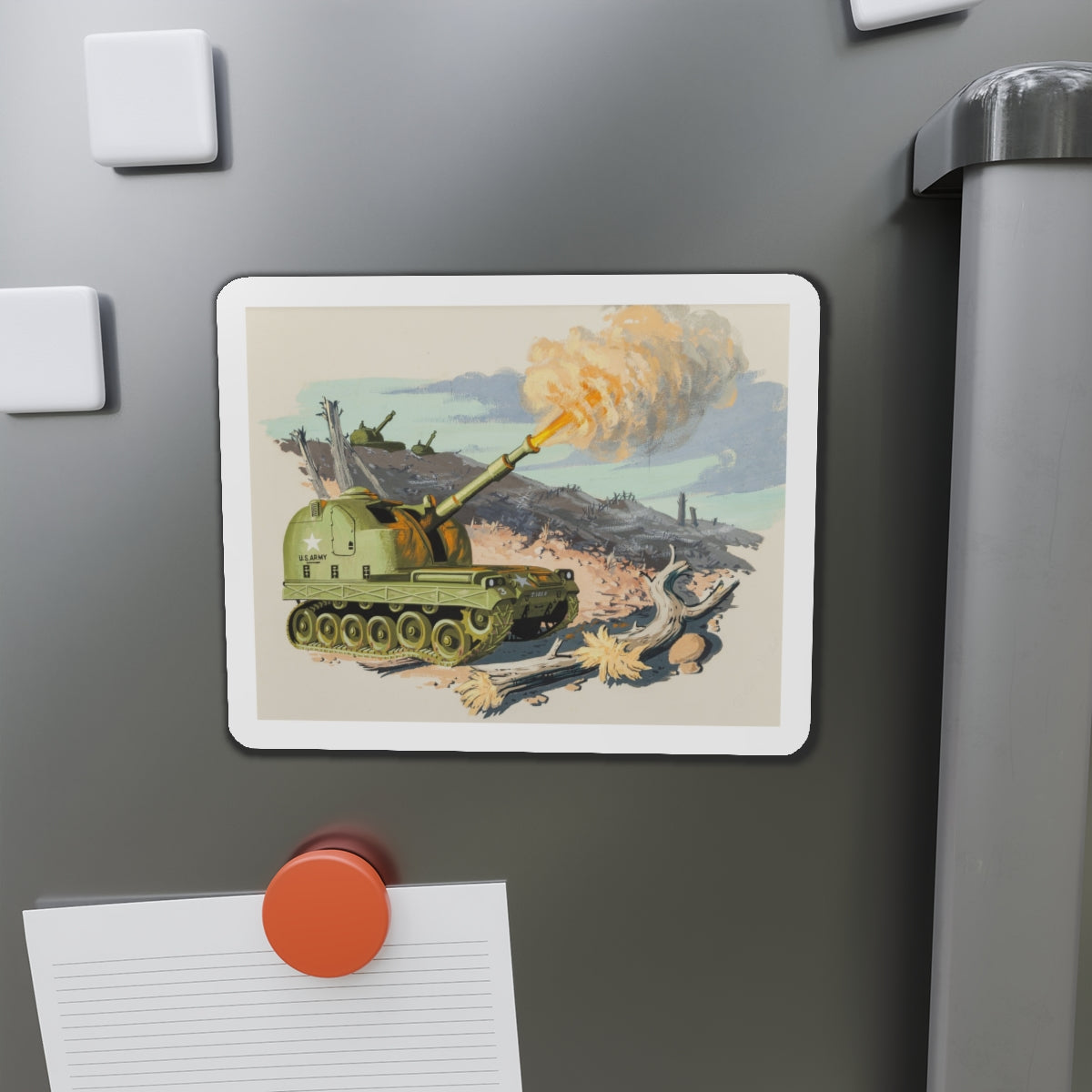 Firing Tank, story illustration, 1959 (Magazine Illustration) Refrigerator Magnet-The Sticker Space