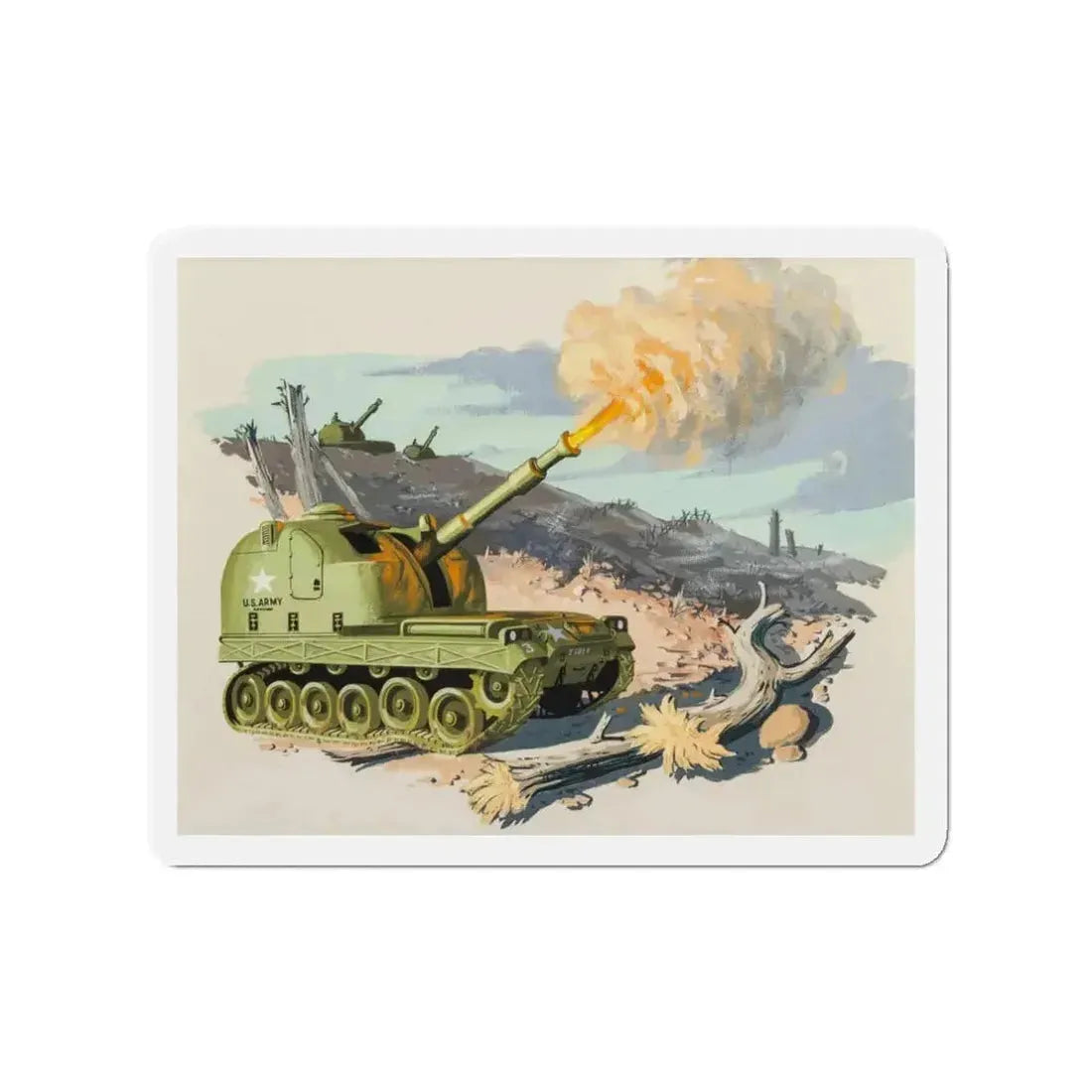 Firing Tank, story illustration, 1959 (Magazine Illustration) Refrigerator Magnet - The Sticker Space