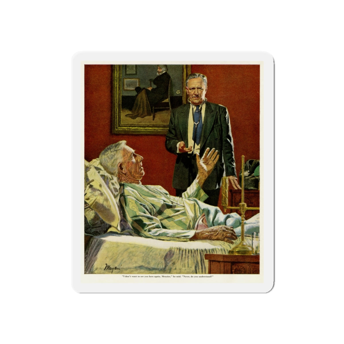 Firing the Family Doctor, 1952 (Magazine Illustration) Refrigerator Magnet-3" x 3"-The Sticker Space