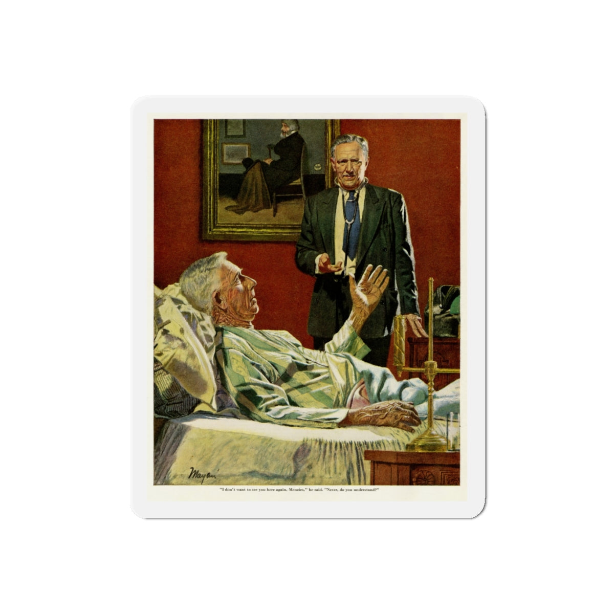 Firing the Family Doctor, 1952 (Magazine Illustration) Refrigerator Magnet-4" x 4"-The Sticker Space