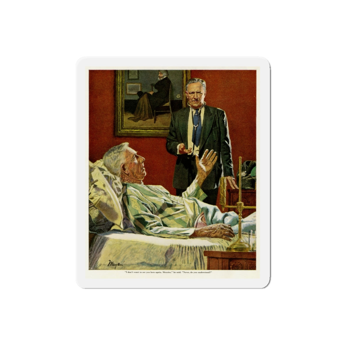 Firing the Family Doctor, 1952 (Magazine Illustration) Refrigerator Magnet-6" × 6"-The Sticker Space