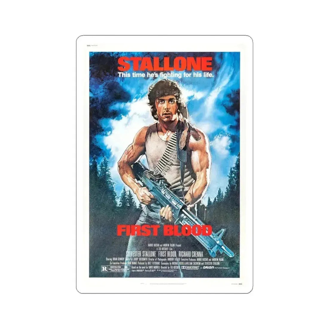 First Blood 1982 Movie Poster - STICKER Vinyl Kiss-Cut Decal 4 Inch White - The Sticker Space