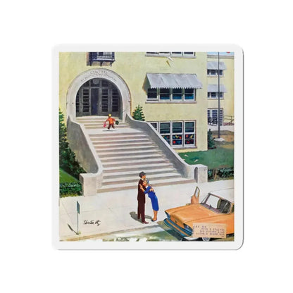 First Day Of Kindergarden, 1958 (Magazine Illustration) Refrigerator Magnet - The Sticker Space