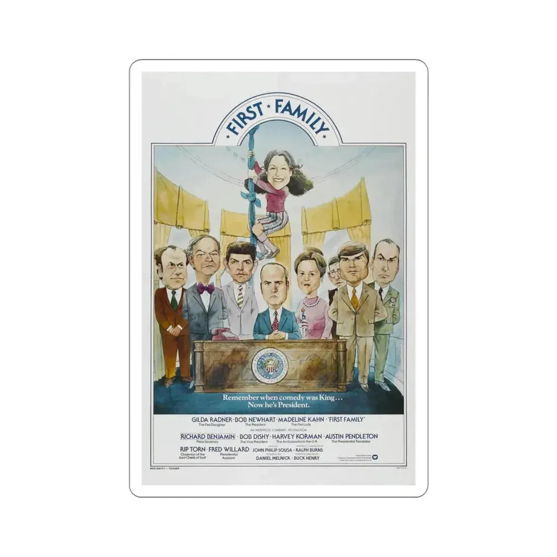 First Family 1980 Movie Poster STICKER Vinyl Die-Cut Decal 4 Inch - The Sticker Space