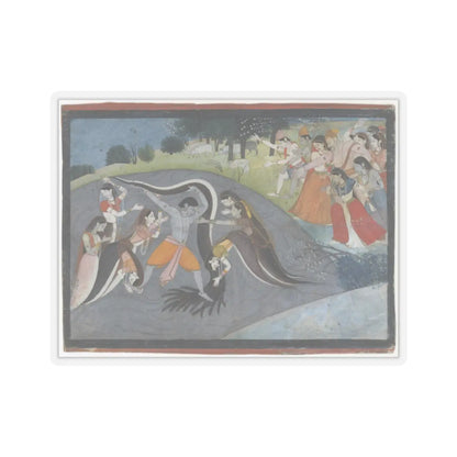 First generation after Manaku - Krishna Subduing Kaliya, the Snake Demon- Folio from a Bhagavata Purana Series - ca. 1785 v1 - STICKER Vinyl Kiss-Cut Decal