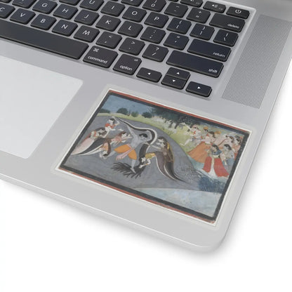 First generation after Manaku - Krishna Subduing Kaliya, the Snake Demon- Folio from a Bhagavata Purana Series - ca. 1785 v1 - STICKER Vinyl Kiss-Cut Decal