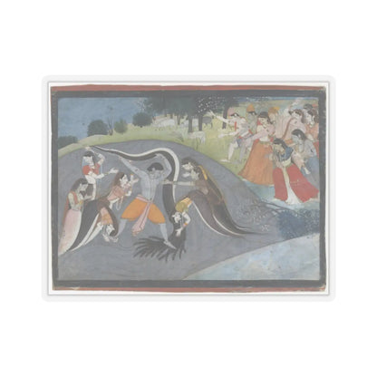 First generation after Manaku - Krishna Subduing Kaliya, the Snake Demon- Folio from a Bhagavata Purana Series - ca. 1785 v1 - STICKER Vinyl Kiss-Cut Decal