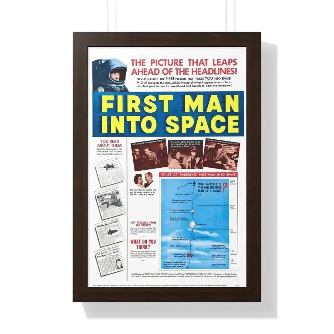 FIRST MAN INTO SPACE (TEASER) 1959 - Framed Movie Poster 16″ x 24″ Walnut - The Sticker Space