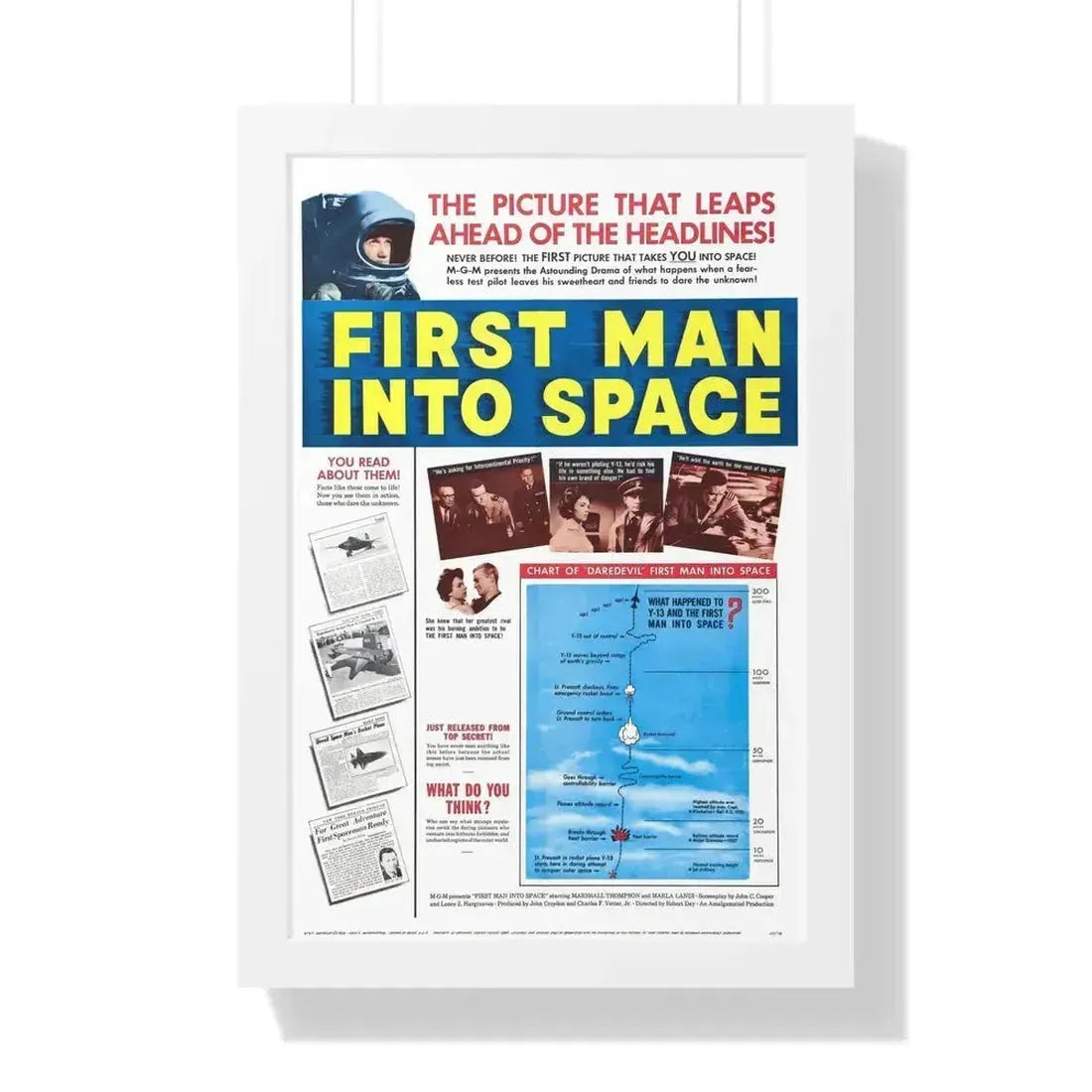 FIRST MAN INTO SPACE (TEASER) 1959 - Framed Movie Poster 16″ x 24″ White - The Sticker Space