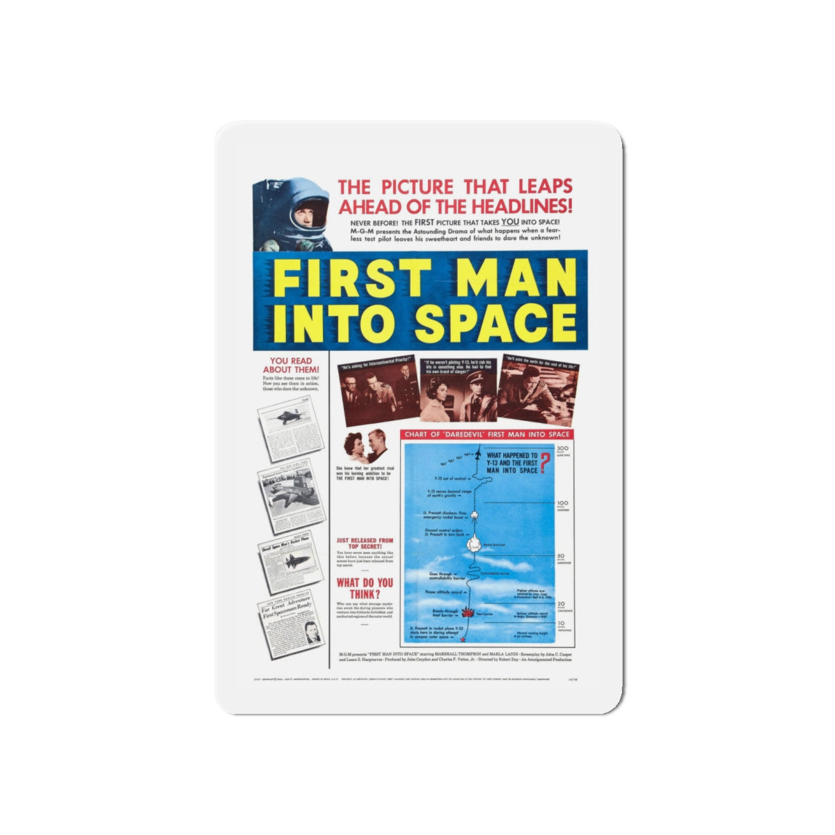 FIRST MAN INTO SPACE (TEASER) 1959 Movie Poster - Die-Cut Magnet-5" x 5"-The Sticker Space