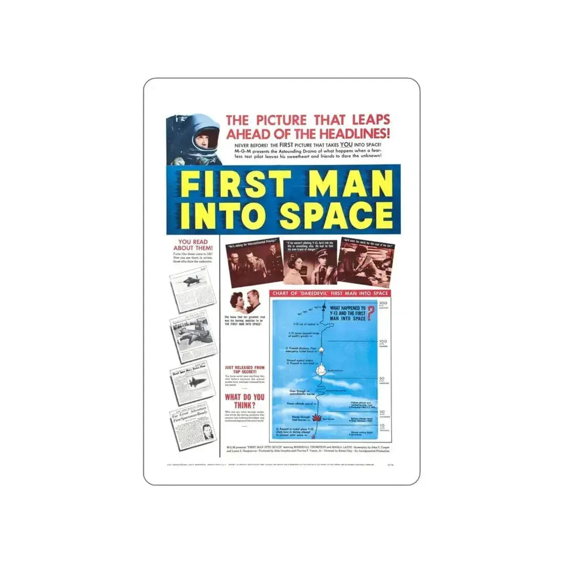 FIRST MAN INTO SPACE (TEASER) 1959 Movie Poster STICKER Vinyl Die-Cut Decal 4 Inch - The Sticker Space