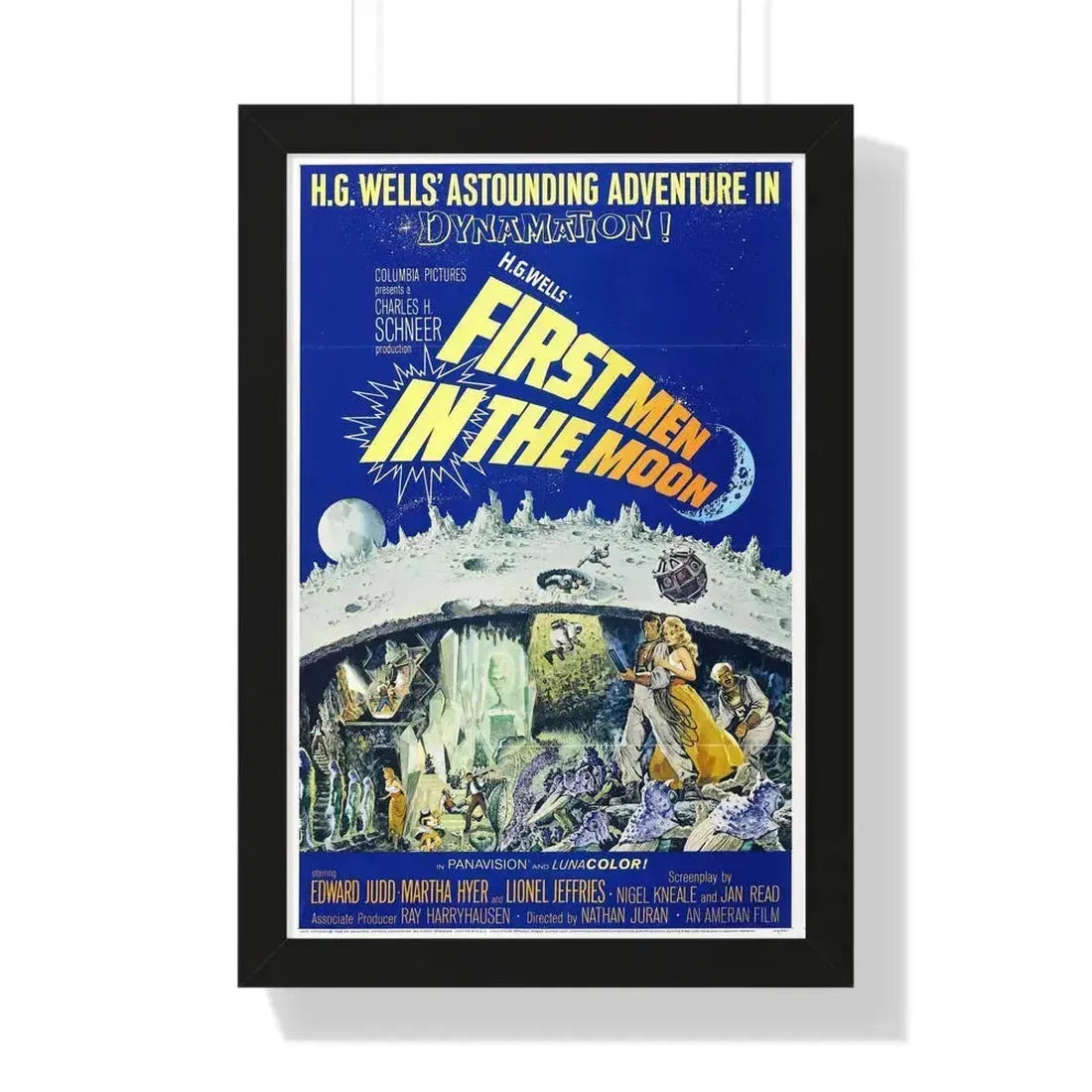 FIRST MEN IN THE MOON 1964 - Framed Movie Poster 16″ x 24″ Black - The Sticker Space