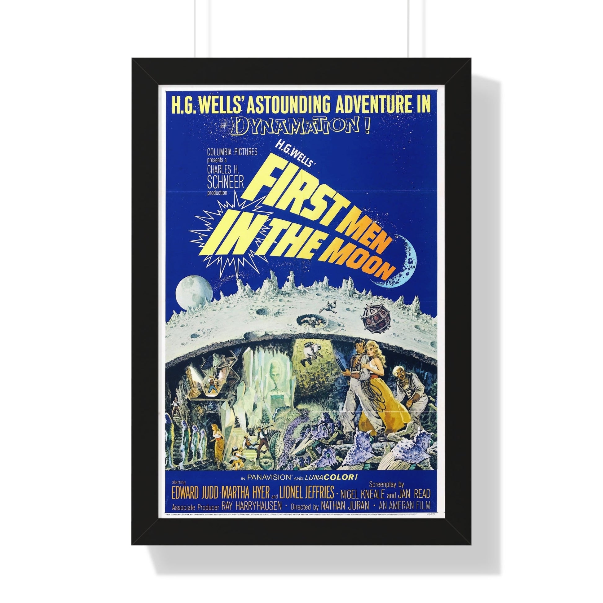 FIRST MEN IN THE MOON 1964 - Framed Movie Poster-16″ x 24″-The Sticker Space