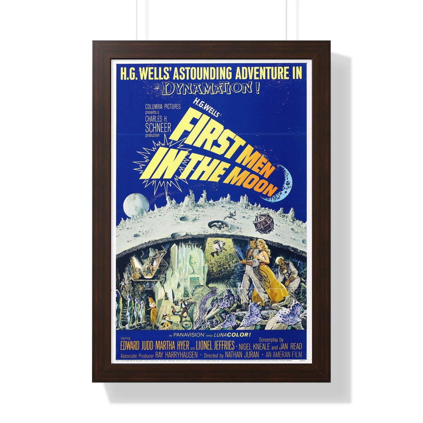 FIRST MEN IN THE MOON 1964 - Framed Movie Poster-16″ x 24″-The Sticker Space