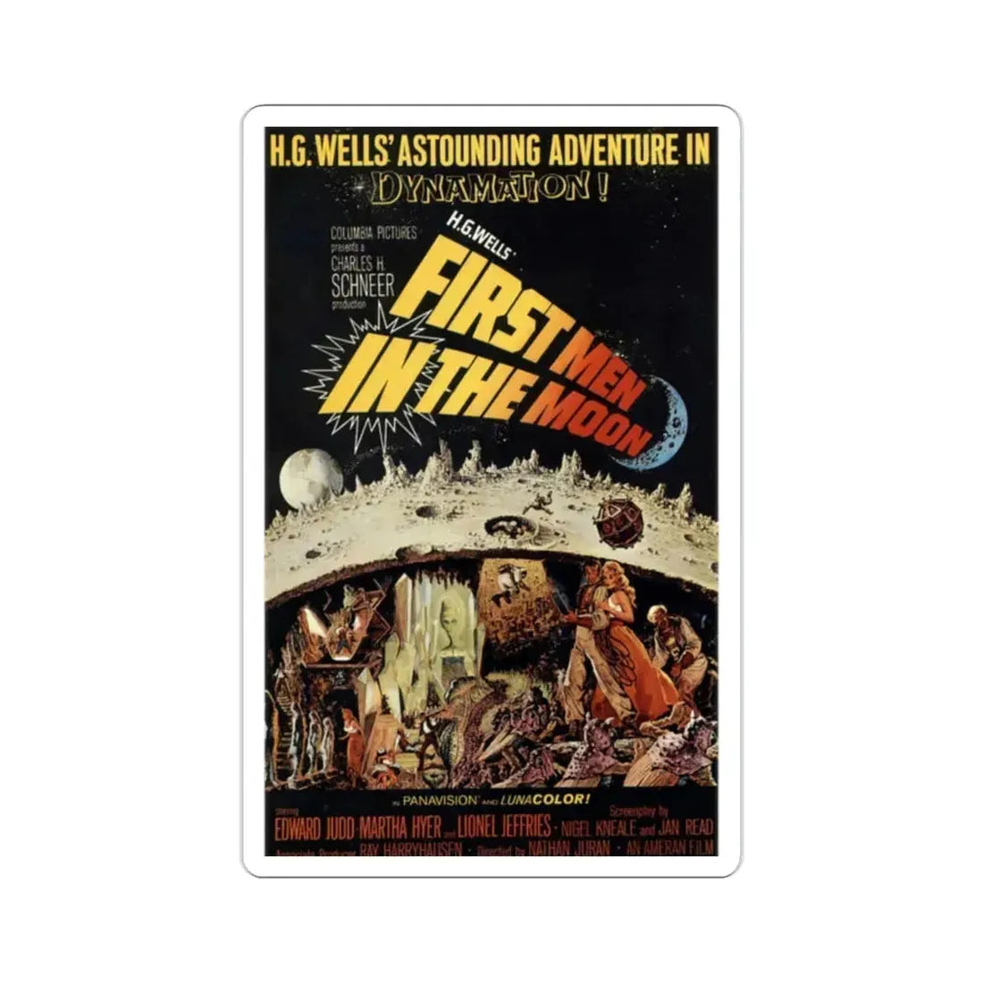 First Men in the Moon 1964 Movie Poster STICKER Vinyl Die-Cut Decal 2 Inch - The Sticker Space