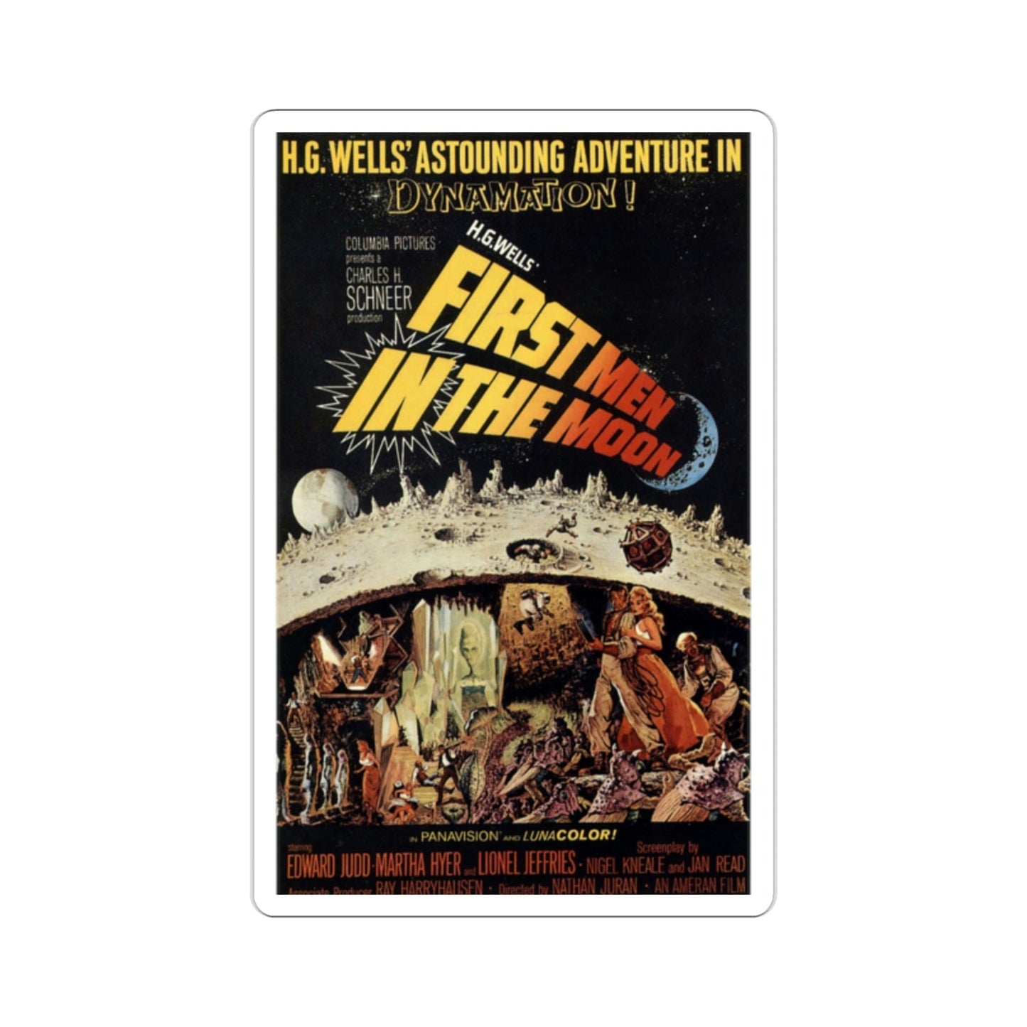 First Men in the Moon 1964 Movie Poster STICKER Vinyl Die-Cut Decal-2 Inch-The Sticker Space