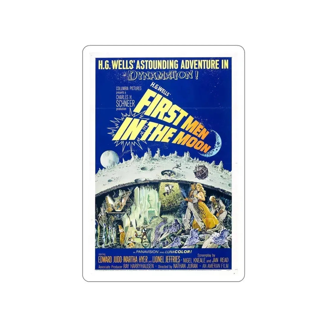 FIRST MEN IN THE MOON 1964 Movie Poster STICKER Vinyl Die-Cut Decal 6 Inch - The Sticker Space