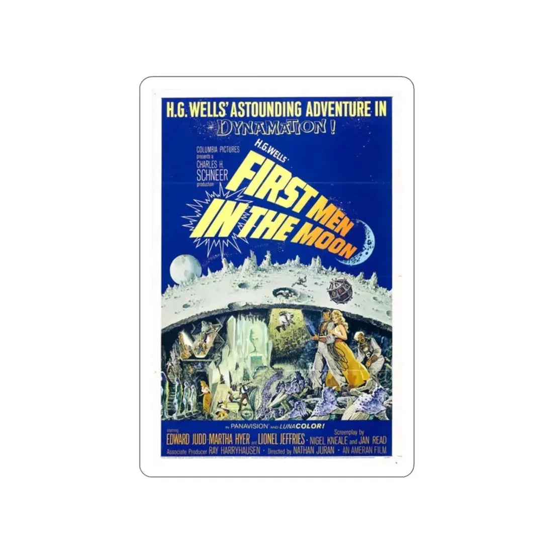 FIRST MEN IN THE MOON 1964 Movie Poster STICKER Vinyl Die-Cut Decal - The Sticker Space