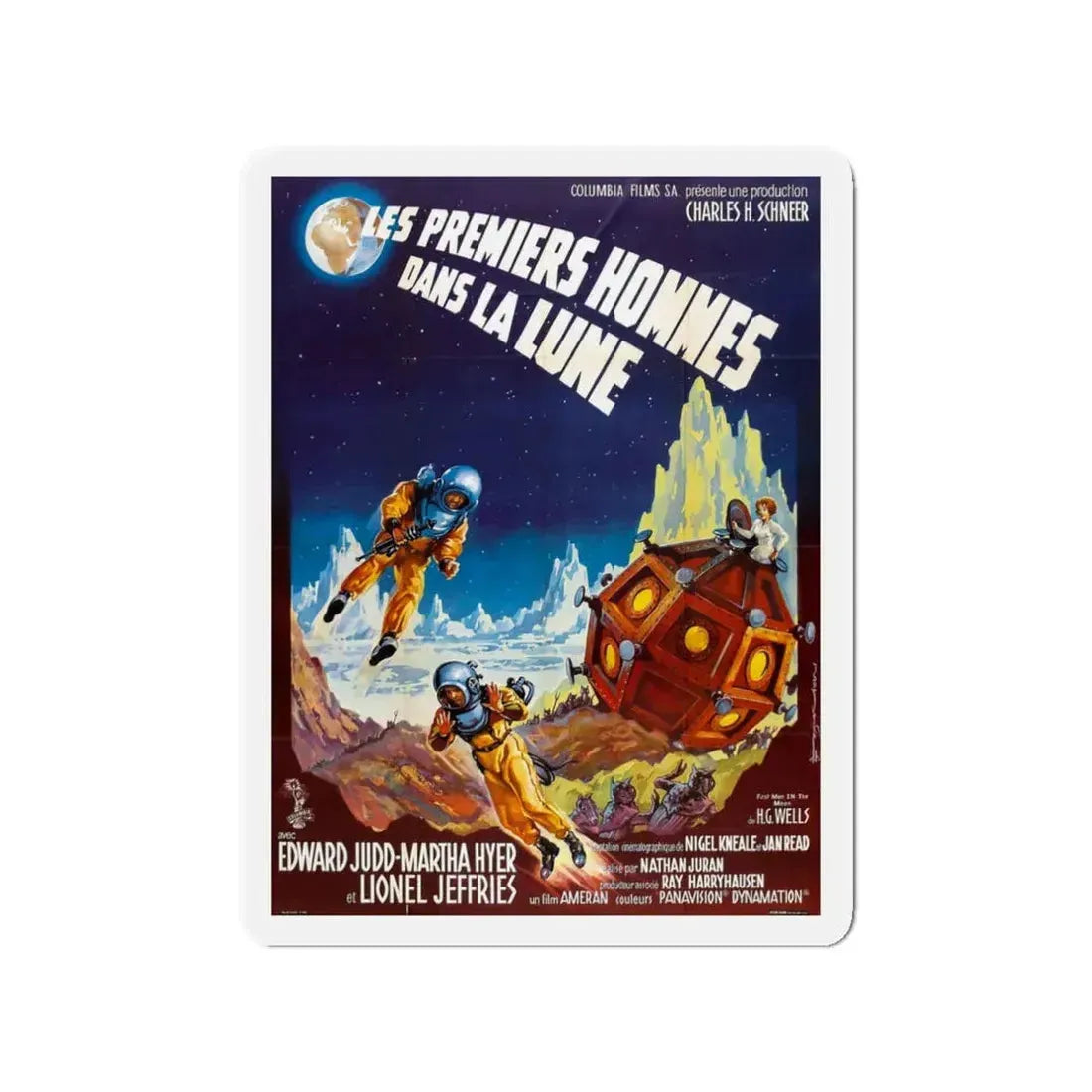 FIRST MEN IN THE MOON (FRENCH) 1964 Movie Poster - Refrigerator Magnet 3 Inch - The Sticker Space