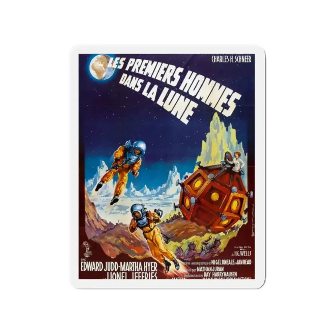 FIRST MEN IN THE MOON (FRENCH) 1964 Movie Poster - Refrigerator Magnet - The Sticker Space