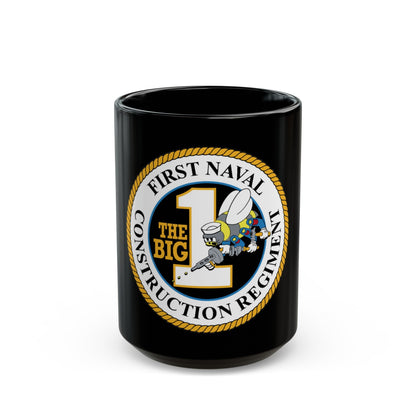 First Naval Construction Regiment (U.S. Navy) Black Coffee Mug-15oz-The Sticker Space