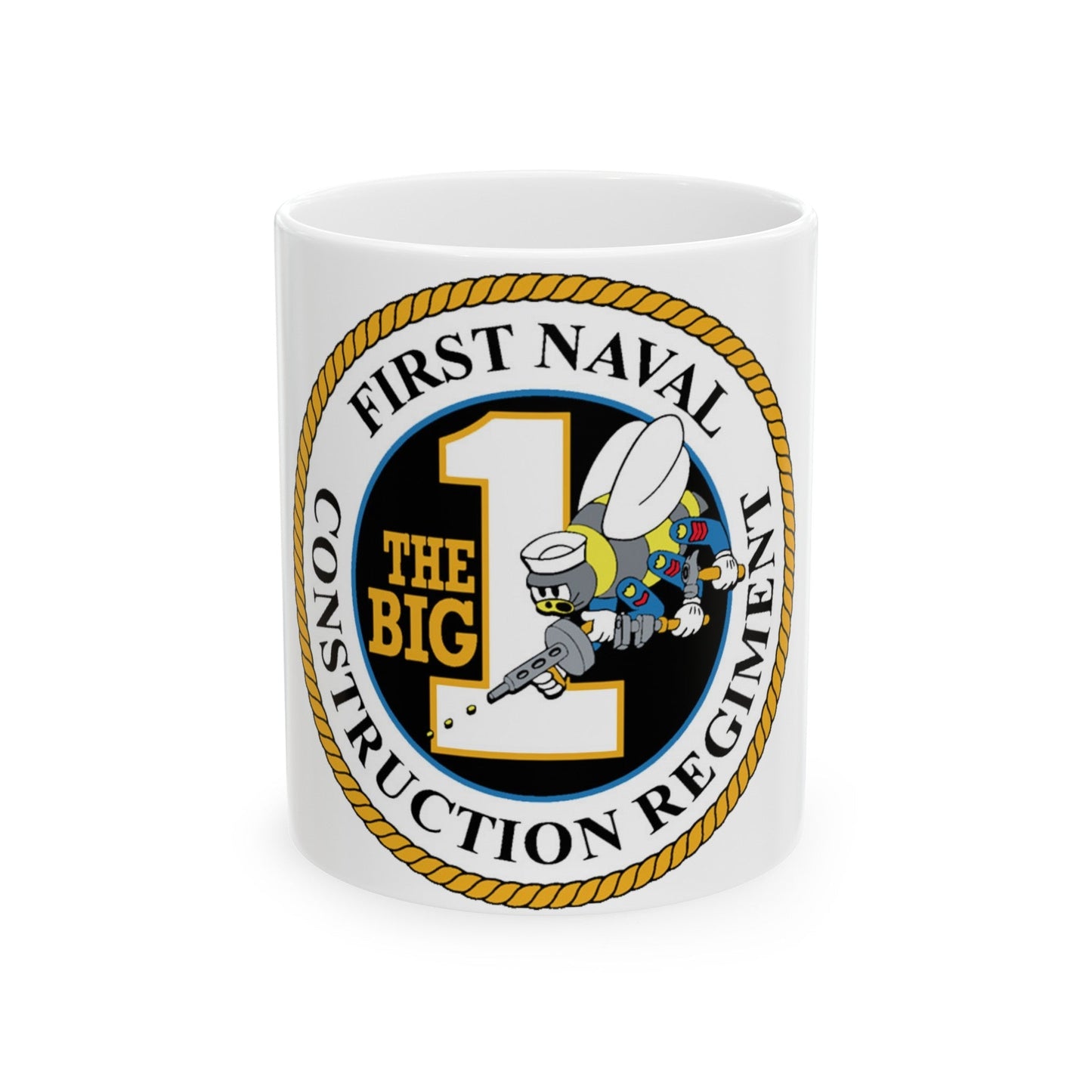 First Naval Construction Regiment (U.S. Navy) White Coffee Mug-11oz-The Sticker Space