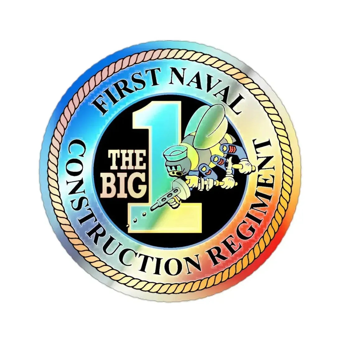 First Naval Construction Regiment (U.S. Navy) Holographic STICKER Die-Cut Vinyl Decal 2 Inch Holographic - The Sticker Space