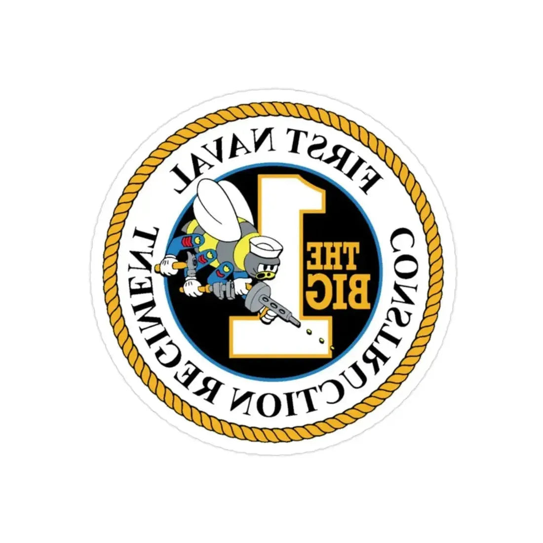 First Naval Construction Regiment (U.S. Navy) REVERSE PRINT Transparent Die-Cut STICKER - The Sticker Space
