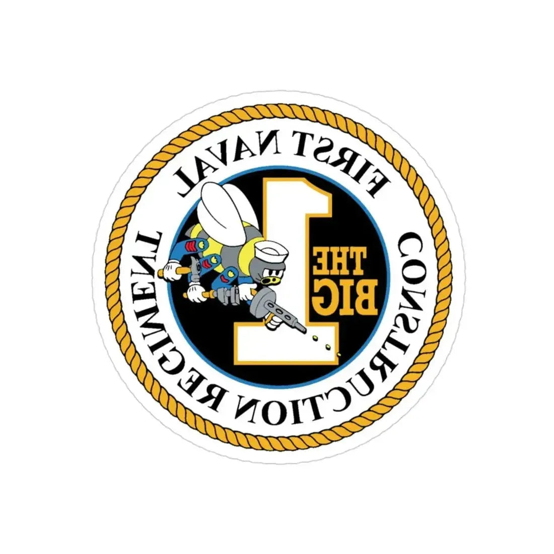 First Naval Construction Regiment (U.S. Navy) REVERSE PRINT Transparent Die-Cut STICKER - The Sticker Space