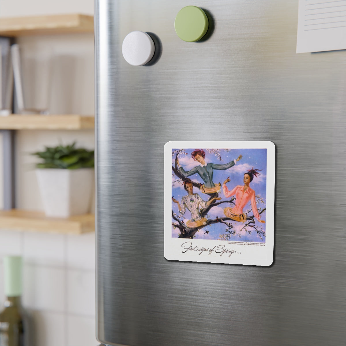 First Signs of Spring, 1948 (Magazine Illustration) Refrigerator Magnet-The Sticker Space