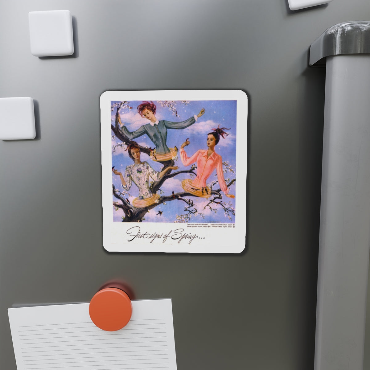 First Signs of Spring, 1948 (Magazine Illustration) Refrigerator Magnet-The Sticker Space