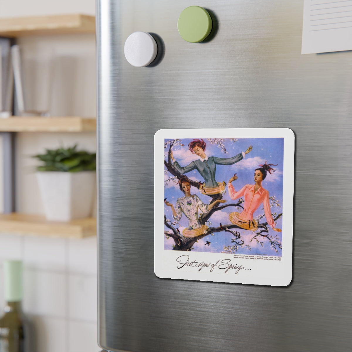 First Signs of Spring, 1948 (Magazine Illustration) Refrigerator Magnet-The Sticker Space