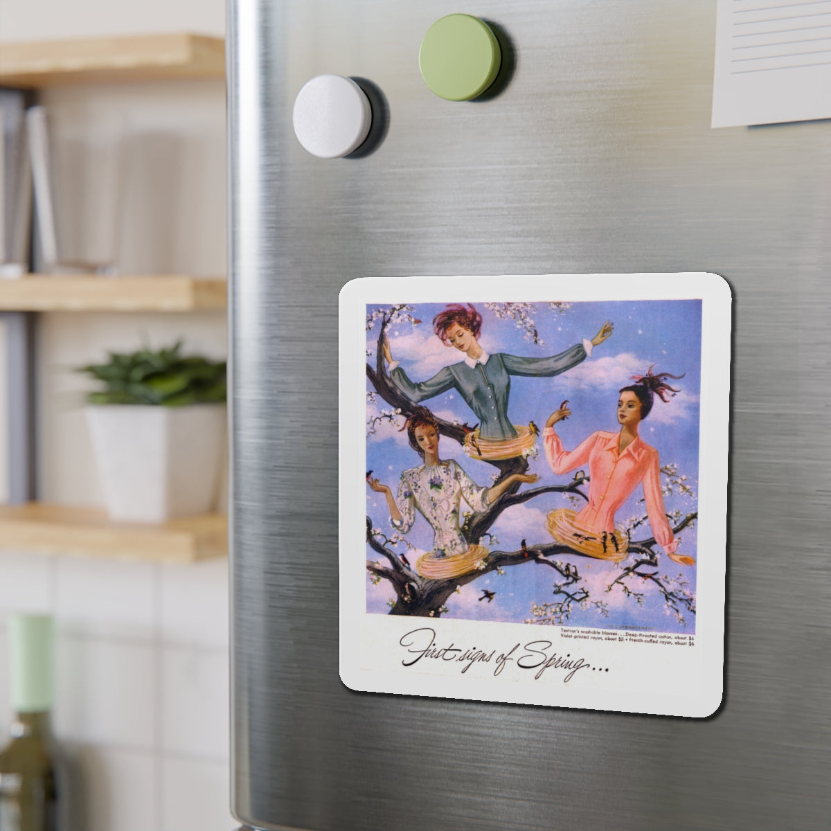 First Signs of Spring, 1948 (Magazine Illustration) Refrigerator Magnet-The Sticker Space