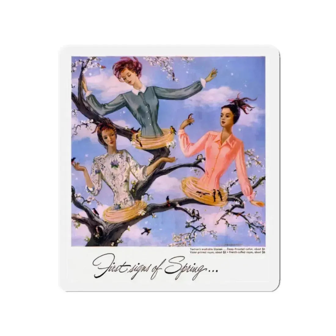 First Signs of Spring, 1948 (Magazine Illustration) Refrigerator Magnet - The Sticker Space