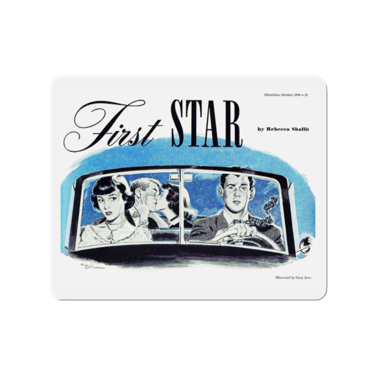 First Star, Chatelaine, October 1949 (Magazine Illustration) Refrigerator Magnet-2" x 2"-The Sticker Space