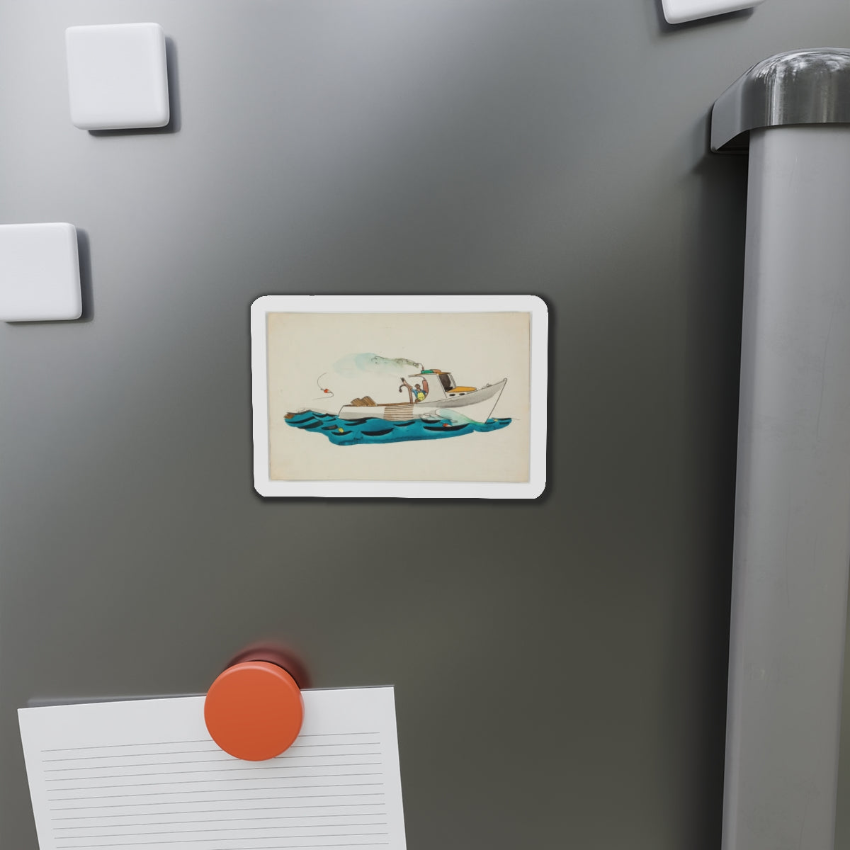 Fisherman Illustration (Magazine Illustration) Refrigerator Magnet-The Sticker Space