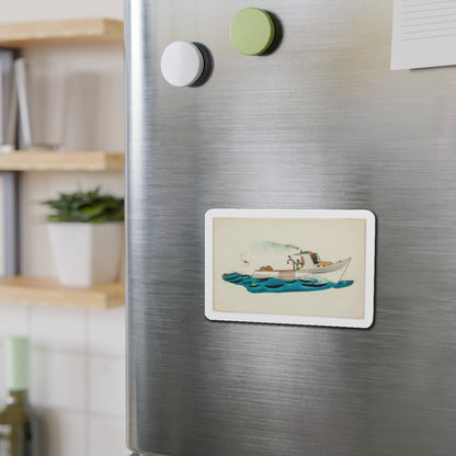 Fisherman Illustration (Magazine Illustration) Refrigerator Magnet-The Sticker Space