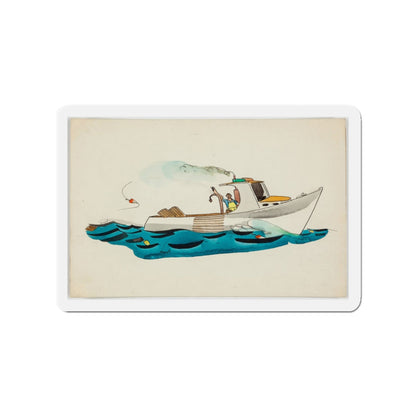 Fisherman Illustration (Magazine Illustration) Refrigerator Magnet-3" x 3"-The Sticker Space