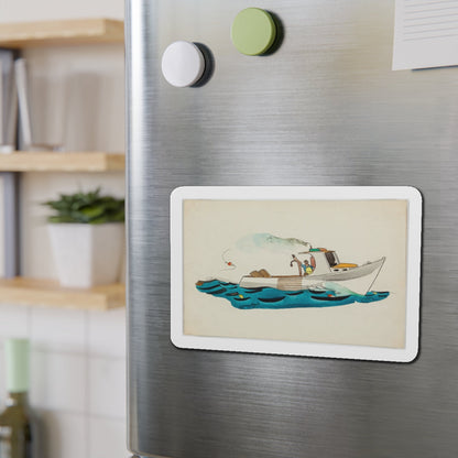 Fisherman Illustration (Magazine Illustration) Refrigerator Magnet-The Sticker Space