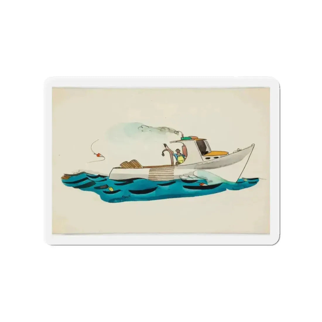 Fisherman Illustration (Magazine Illustration) Refrigerator Magnet - The Sticker Space