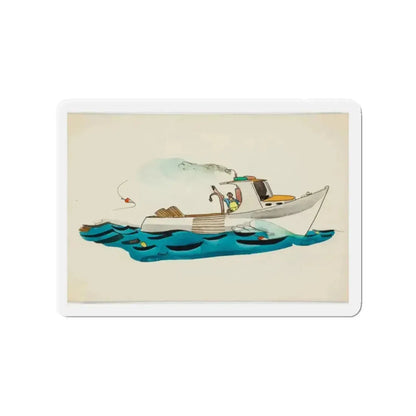 Fisherman Illustration (Magazine Illustration) Refrigerator Magnet - The Sticker Space