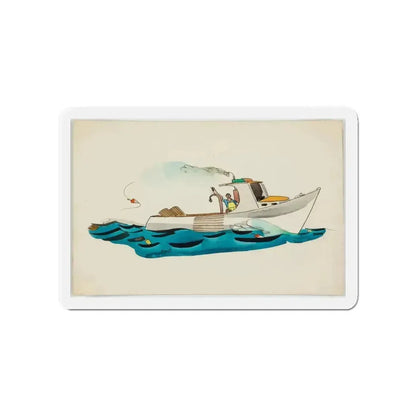 Fisherman Illustration (Magazine Illustration) Refrigerator Magnet - The Sticker Space