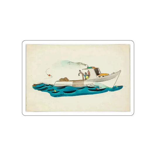 Fisherman Illustration (Magazine Illustration) STICKER Vinyl Die-Cut Decal White Die-Cut 2 Inch - The Sticker Space