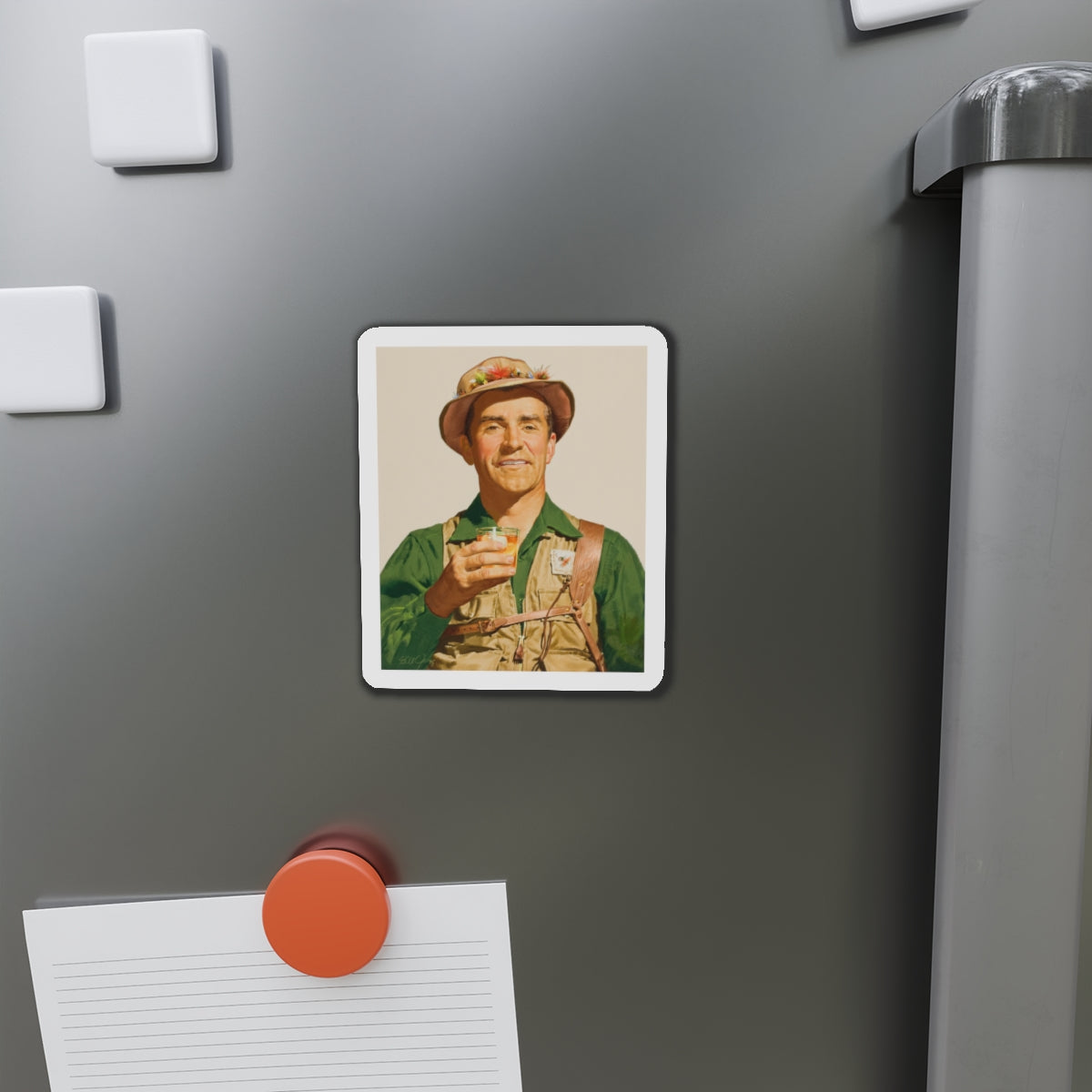 Fishing and hunting illustrations (1) (Magazine Illustration) Refrigerator Magnet-The Sticker Space