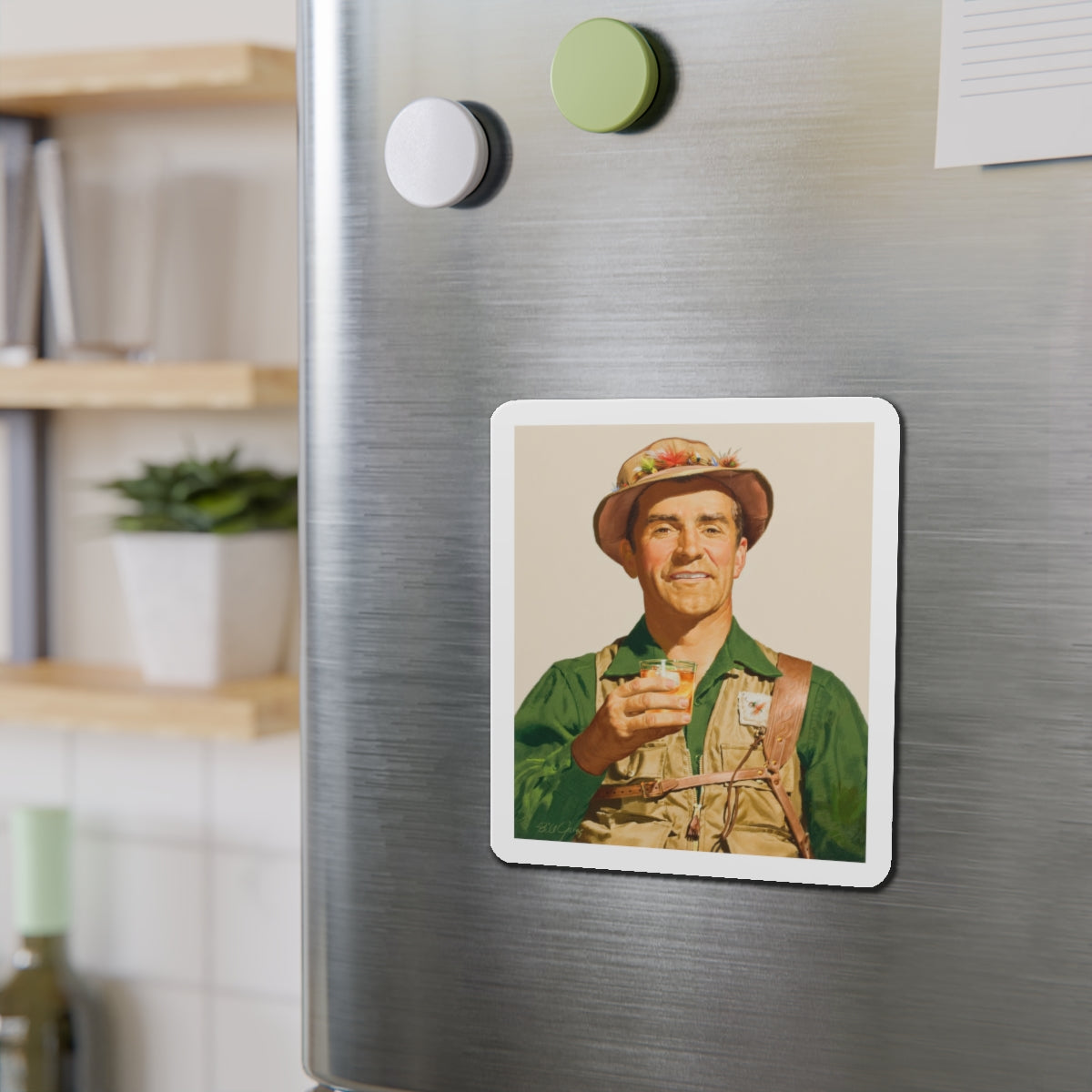 Fishing and hunting illustrations (1) (Magazine Illustration) Refrigerator Magnet-The Sticker Space