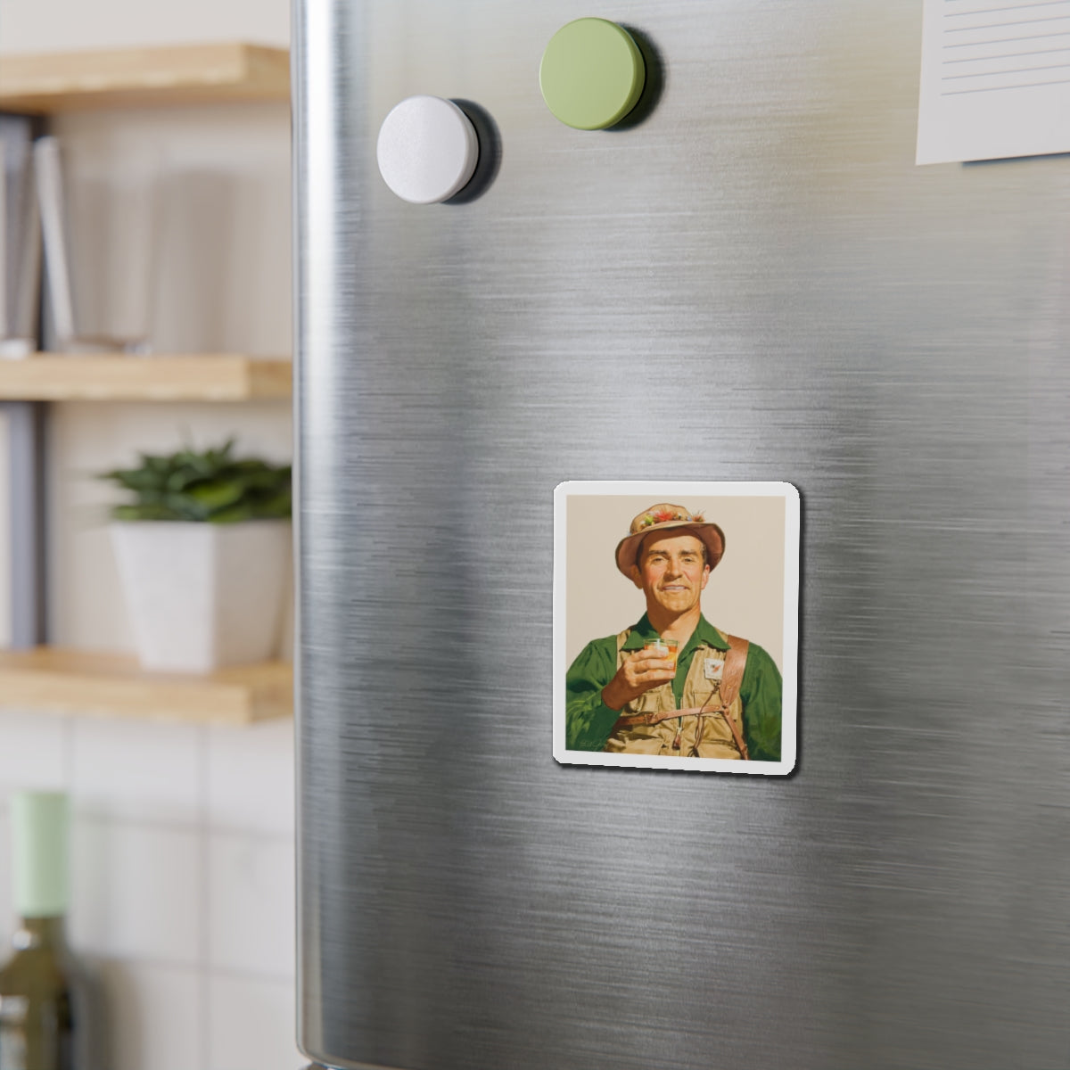 Fishing and hunting illustrations (1) (Magazine Illustration) Refrigerator Magnet-The Sticker Space