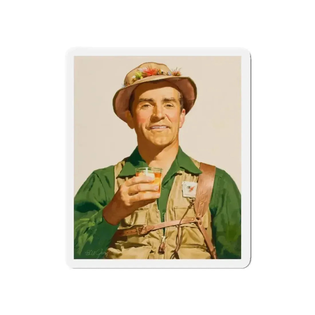 Fishing and hunting illustrations (1) (Magazine Illustration) Refrigerator Magnet - The Sticker Space